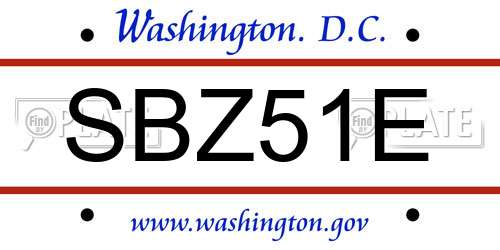 SBZ51E District Of Columbia License Plate