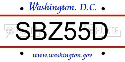 SBZ55D District Of Columbia License Plate