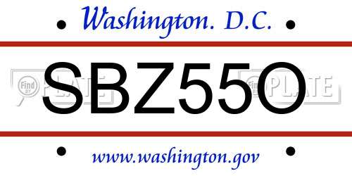 SBZ55O District Of Columbia License Plate