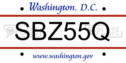 SBZ55Q District Of Columbia License Plate