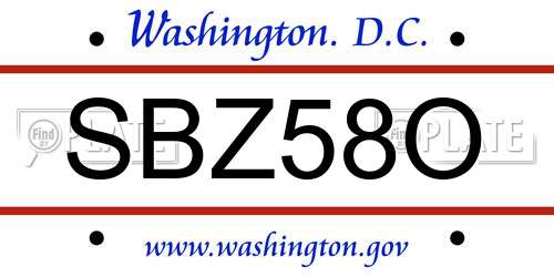 SBZ58O District Of Columbia License Plate