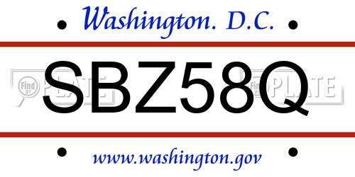 SBZ58Q District Of Columbia License Plate