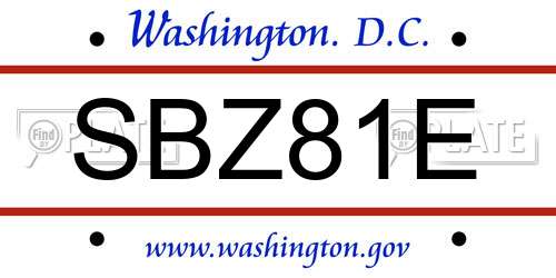 SBZ81E District Of Columbia License Plate