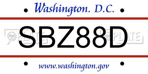SBZ88D District Of Columbia License Plate