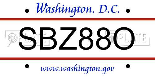 SBZ88O District Of Columbia License Plate