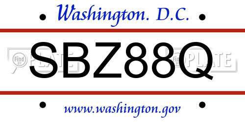 SBZ88Q District Of Columbia License Plate