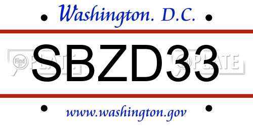 SBZD33 District Of Columbia License Plate