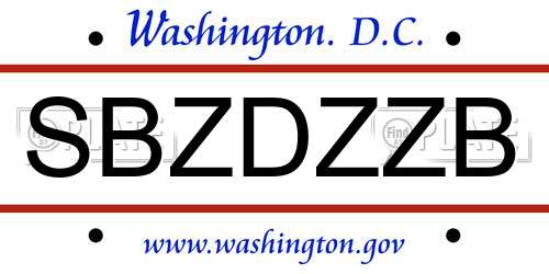 SBZDZZB District Of Columbia License Plate