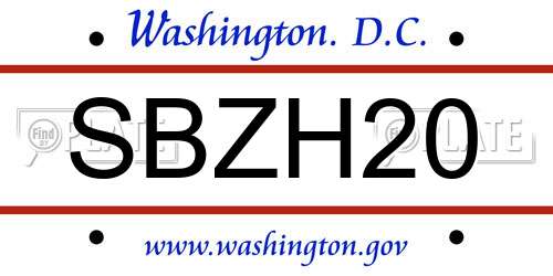SBZH20 District Of Columbia License Plate
