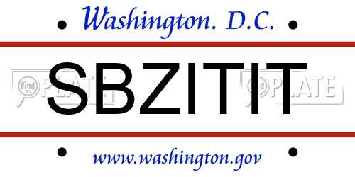 SBZITIT District Of Columbia License Plate