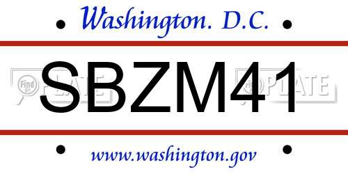 SBZM41 District Of Columbia License Plate