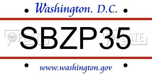 SBZP35 District Of Columbia License Plate