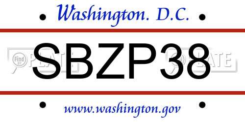 SBZP38 District Of Columbia License Plate