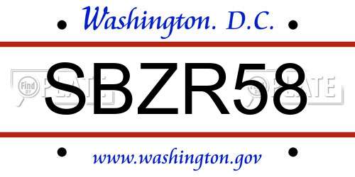 SBZR58 District Of Columbia License Plate