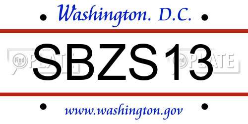 SBZS13 District Of Columbia License Plate