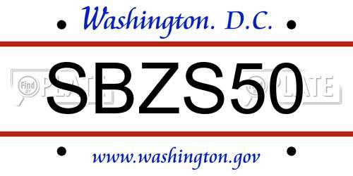SBZS50 District Of Columbia License Plate