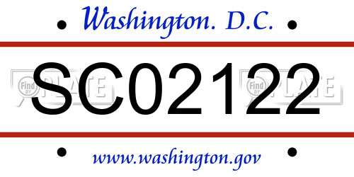 SC02122 District Of Columbia License Plate