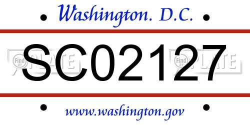 SC02127 District Of Columbia License Plate