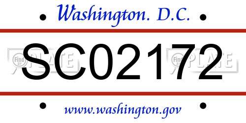 SC02172 District Of Columbia License Plate