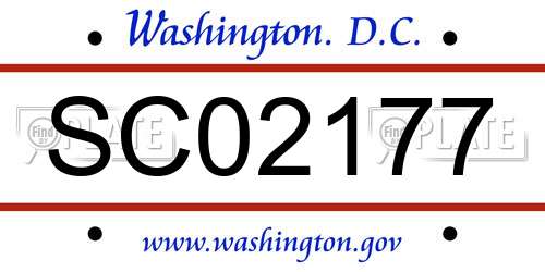 SC02177 District Of Columbia License Plate