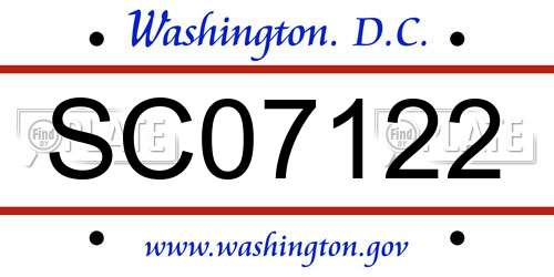 SC07122 District Of Columbia License Plate