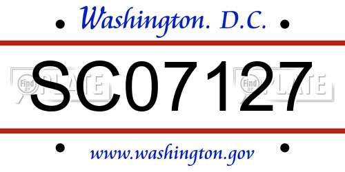 SC07127 District Of Columbia License Plate