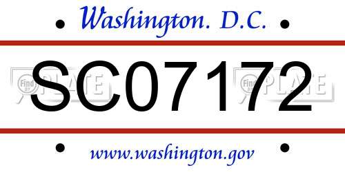 SC07172 District Of Columbia License Plate