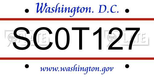 SC0T127 District Of Columbia License Plate