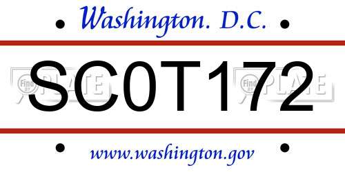 SC0T172 District Of Columbia License Plate