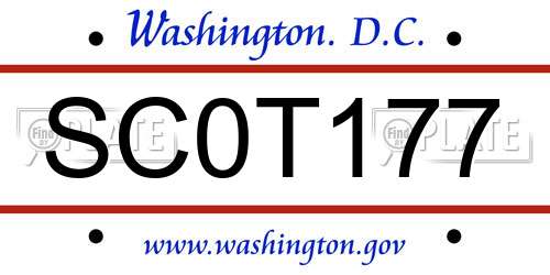 SC0T177 District Of Columbia License Plate