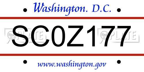 SC0Z177 District Of Columbia License Plate