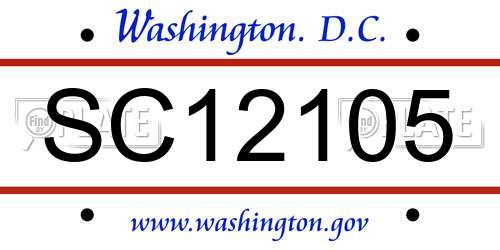 SC12105 District Of Columbia License Plate