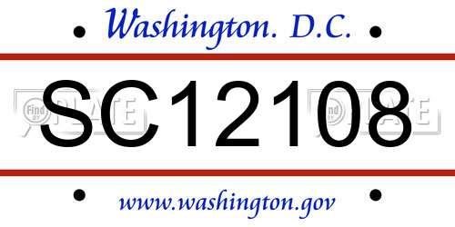 SC12108 District Of Columbia License Plate