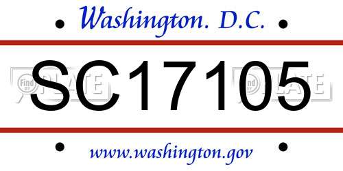SC17105 District Of Columbia License Plate