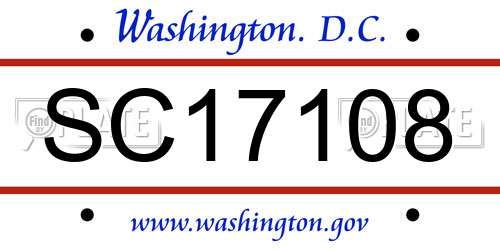 SC17108 District Of Columbia License Plate