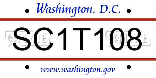 SC1T108 District Of Columbia License Plate