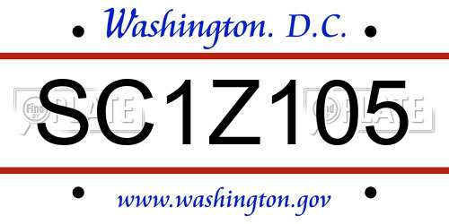 SC1Z105 District Of Columbia License Plate