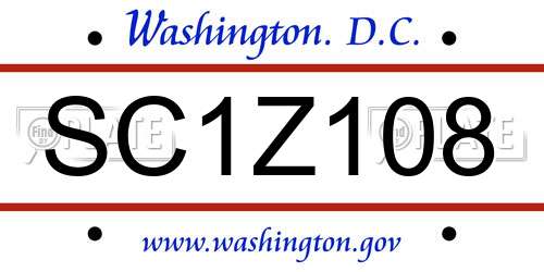 SC1Z108 District Of Columbia License Plate