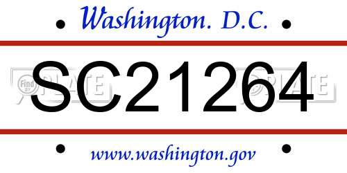 SC21264 District Of Columbia License Plate