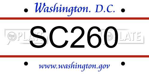 SC260 District Of Columbia License Plate