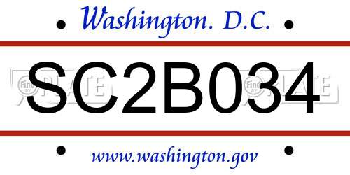 SC2B034 District Of Columbia License Plate