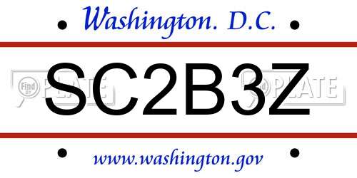 SC2B3Z District Of Columbia License Plate