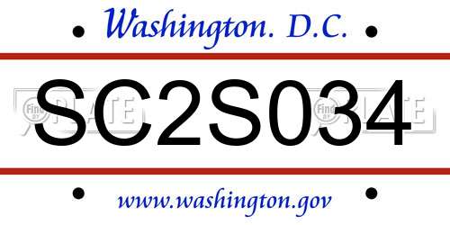 SC2S034 District Of Columbia License Plate
