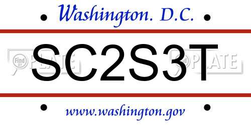 SC2S3T District Of Columbia License Plate
