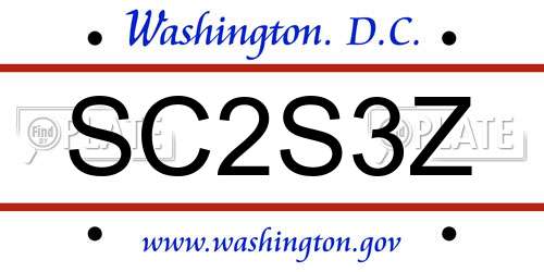 SC2S3Z District Of Columbia License Plate