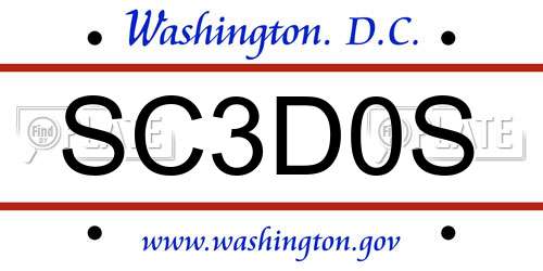 SC3D0S District Of Columbia License Plate