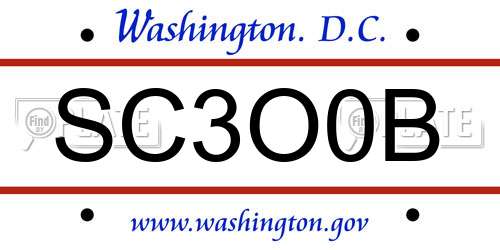 SC3O0B District Of Columbia License Plate