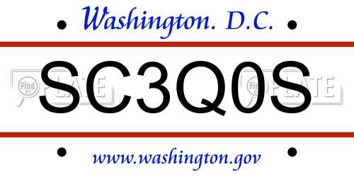 SC3Q0S District Of Columbia License Plate