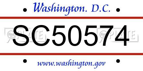 SC50574 District Of Columbia License Plate
