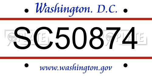 SC50874 District Of Columbia License Plate